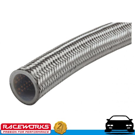 RACEWORKS SS BRAIDED PTFE E85 Hose AN12 12AN 10 Metres Fuel Oil E85 Diesel