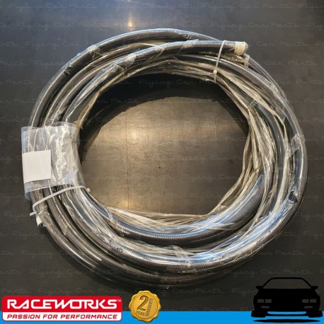 RACEWORKS Black Braided PTFE E85 Hose AN12 12AN 10 Metres Fuel Oil E85 Diesel