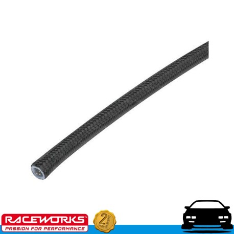 RACEWORKS Black SS Braided PTFE E85 Hose AN10 10AN 5 Metres Fuel Oil E85 Diesel