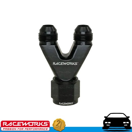 RACEWORKS Straight Y-Block 2 x AN8 8AN Male to Flare AN10 10AN Female AN Swivel