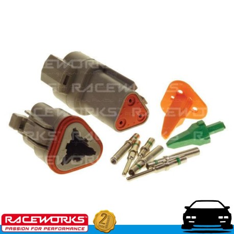 RACEWORKS Deutsch DT 3-Way 13A Pins Connector Kit 12v Loom Wiring Electrical