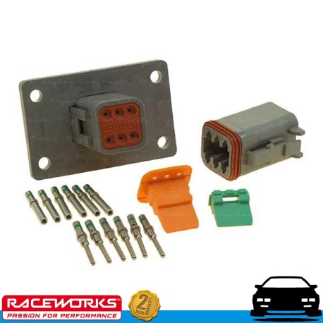 RACEWORKS Deutsch DT Flange Mount 6-Way Connector Kit