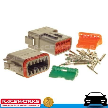 RACEWORKS Deutsch DT 12-Way 13A Pins Connector Kit 12v Loom Wiring Electrical