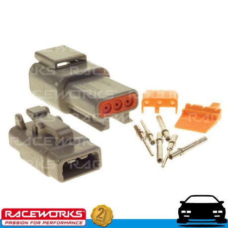 RACEWORKS Deutsch DTM 3-Way 7.5A Pins Connector Kit 12v Loom Wiring Electrical