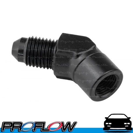 PROFLOW 45 Degree Female 1/8" NPT to Male AN -4 (AN4) Adaptor Black