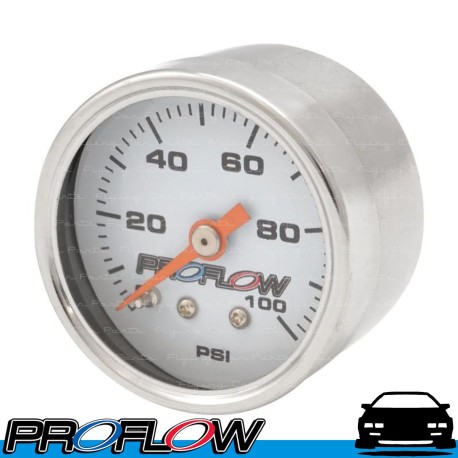 PROFLOW Oil Fuel Pressure Gauge 0-100PSI 40mm Chrome