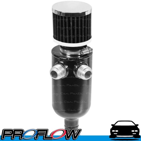 PROFLOW Oil Catch Can 750ml Dual -12 AN AN12 with Breather and Tap Black