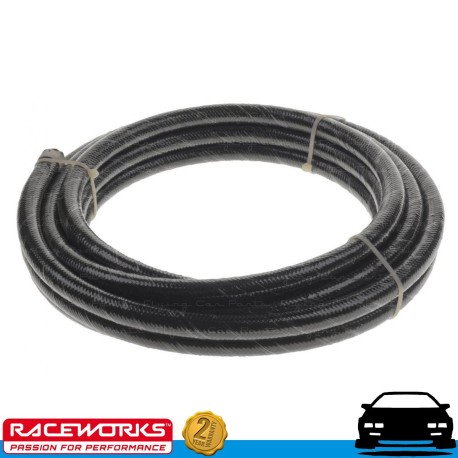 RACEWORKS Black SS Braided Cutter Hose AN4 4AN 30 Metres Fuel Oil E85 Diesel