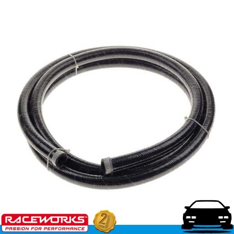 RACEWORKS Black SS Braided Cutter Hose AN20 20AN 5 Metres Fuel Oil E85 Diesel