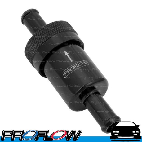 PROFLOW 3/8" Hose Barb 100 Micron Stainless Steel Fuel Filter Black