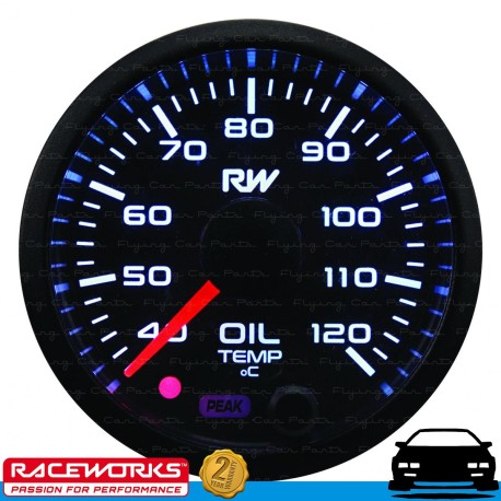 RACEWORKS 52mm Electronic Oil Temperature Stepper Gauge Kit