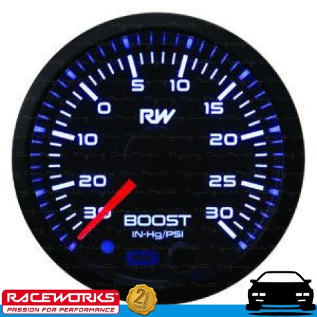 RACEWORKS 52mm Electronic Turbo Boost / Vacuum Stepper Gauge Pressure Kit PSI