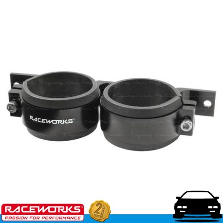 RACEWORKS Twin Fuel Pump Bracket 60mm Black suits Bosch 044