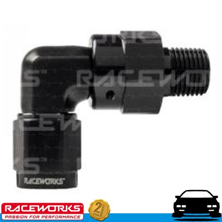 RACEWORKS AN4 4AN Female Swivel to NPT Swivel 1/4" 90deg Fuel Oil E85 Diesel