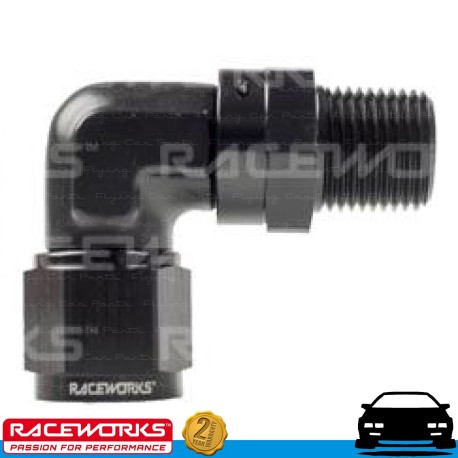 RACEWORKS AN10 10AN Female Swivel to NPT Swivel 3/8" 90deg Fuel Oil E85 Diesel