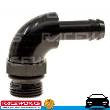 RACEWORKS AN12 12AN ORB to 5/8" Barb 90deg Swivel Fuel Oil E85 Diesel