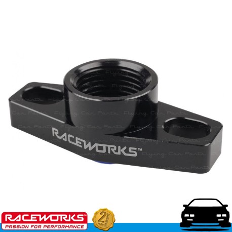 RACEWORKS Turbo Oil Drain Adaptor Female AN8 8AN Outlet Universal 38-44mm Black