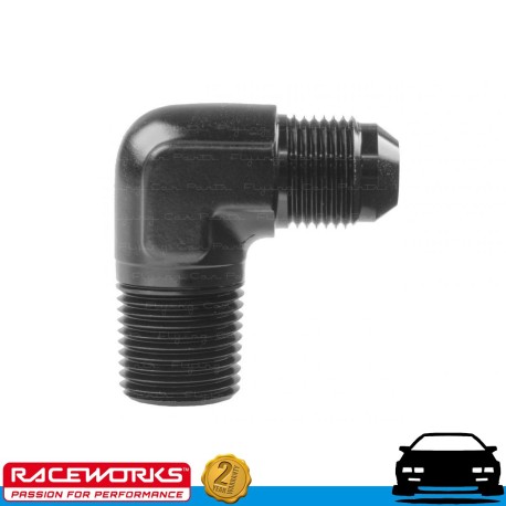 RACEWORKS AN3 3AN Male Flare to NPT 1/4" 90deg Fuel Oil E85 Diesel