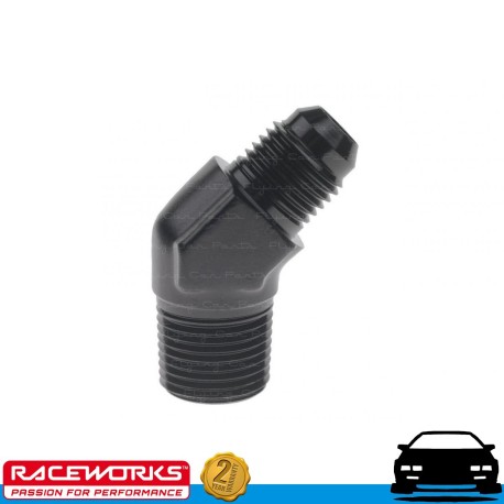 RACEWORKS AN3 3AN Male Flare to NPT 1/8" 45deg Fuel Oil E85 Diesel