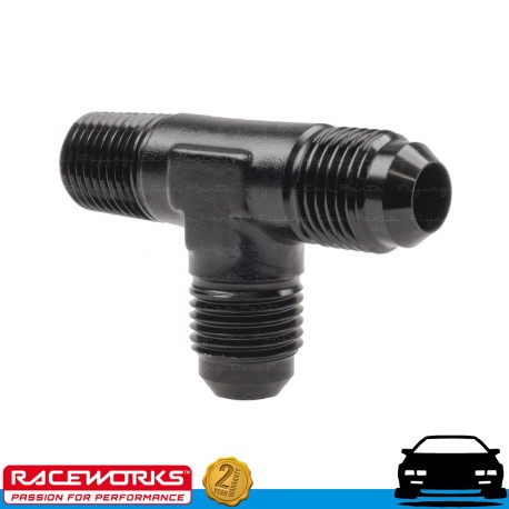 RACEWORKS Tee AN6 6AN - 1/4" NPT On Run Fuel Oil E85 Diesel