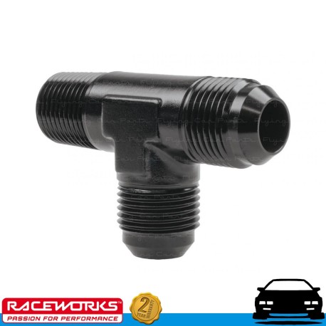 RACEWORKS Tee AN10 10AN - 1/2" NPT On Run Fuel Oil E85 Diesel