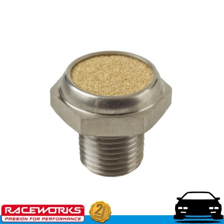 RACEWORKS 1/8" NPT Stainless Steel Diff Transmission Breather w/ Bronze Element