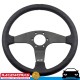 RACEWORKS MVP Black 350mm Leather Steering Wheel Flat w/ Black Stitching