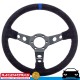 RACEWORKS MVP Black 350mm Suede Steering Wheel Dished w/ Black Stitching