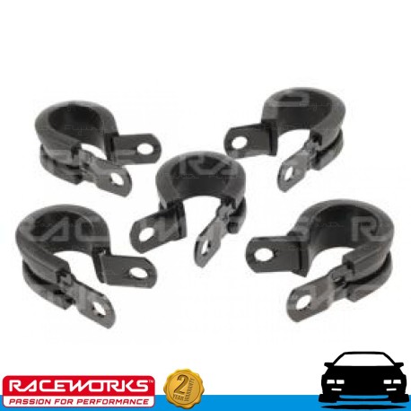 RACEWORKS 5 x Cushioned P Clips Clamps ID 19mm