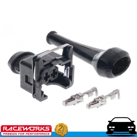 RACEWORKS Bosch Style EV1 2-Pin Injector Plug w/Terminals & Boot CPS-035