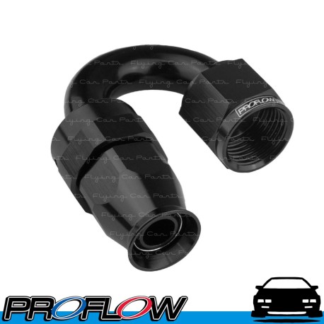 PROFLOW 200 Series 180 Degree Hose End Fitting Black For PTFE  AN -12 (AN12)