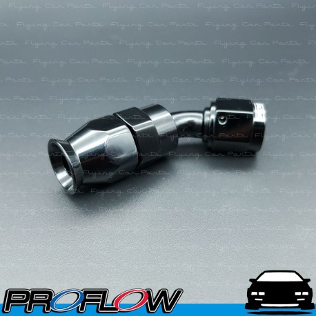 PROFLOW 200 Series 45 Degree Hose End Fitting Black For PTFE  AN -6 (AN6)