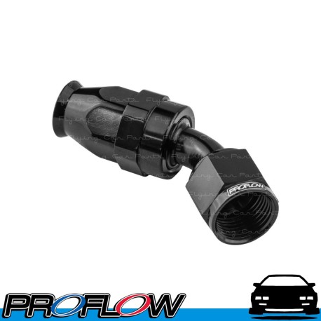 PROFLOW 200 Series 45 Degree Hose End Fitting Black For PTFE  AN -8 (AN8)