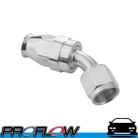 PROFLOW 200 Series 45 Degree Hose End Fitting Polished For PTFE  AN -3 (AN3)