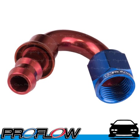 PROFLOW 400 Series 150 Degree Hose End Fitting Blue/Red Push On  AN -4 (AN4)