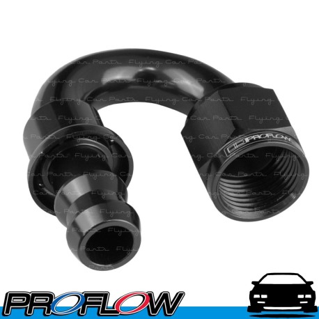 PROFLOW 400 Series 180 Degree Hose End Fitting Black Push On  AN -4 (AN4)