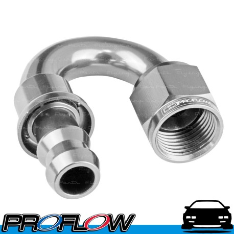 PROFLOW 400 Series 180 Degree Hose End Fitting Polished Push On  AN -4 (AN4)