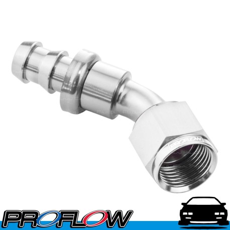 PROFLOW 400 Series 45 Degree Hose End Fitting Polished Push On  AN -4 (AN4)