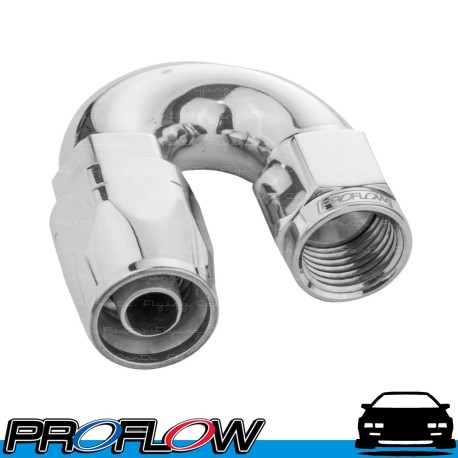 PROFLOW 500 Series 180 Degree Hose End Fitting Polished Cutter  AN -8 (AN8)