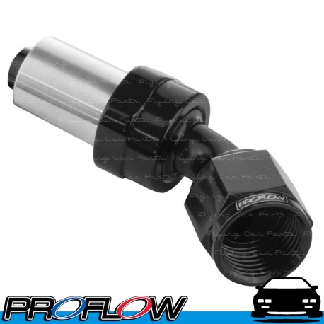 PROFLOW 600 Series Crimp Hose Ends Fitting 45 Degree Black AN -4 (AN4)