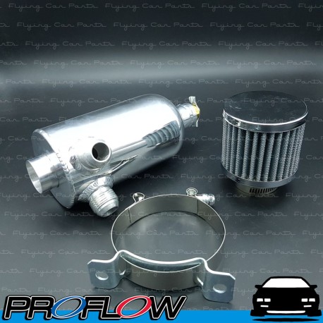 PROFLOW Oil Catch Can 750ml Dual -12 AN AN12 with Breather and Tap Polished