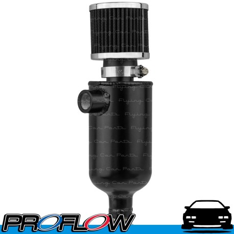 PROFLOW Oil Catch Can 750ml Female 1/2"NPT with Breather and Tap Black