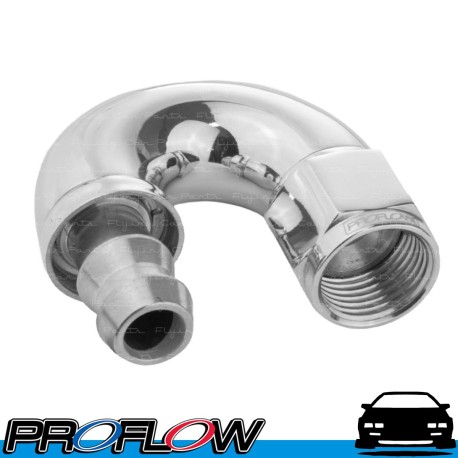 PROFLOW 510 Series 180 Degree Hose End Fitting Polished Push On AN -6 (AN6)