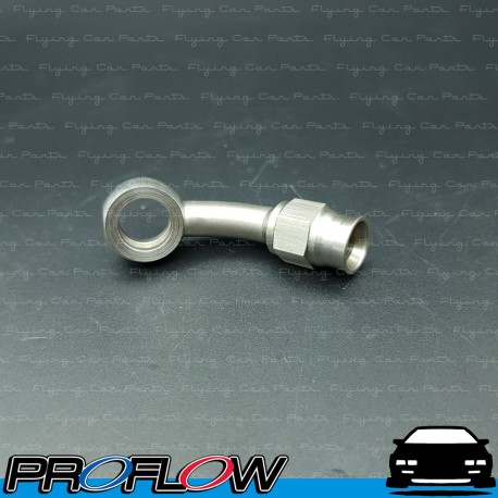 PROFLOW 10mm Banjo To AN -3 (AN3) PTFE Hose End S/S Fitting 45 Degree Bend