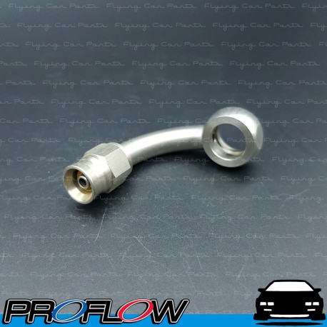 PROFLOW 10mm Banjo To AN -3 (AN3) PTFE Hose End S/S Fitting 90 Degree Bend