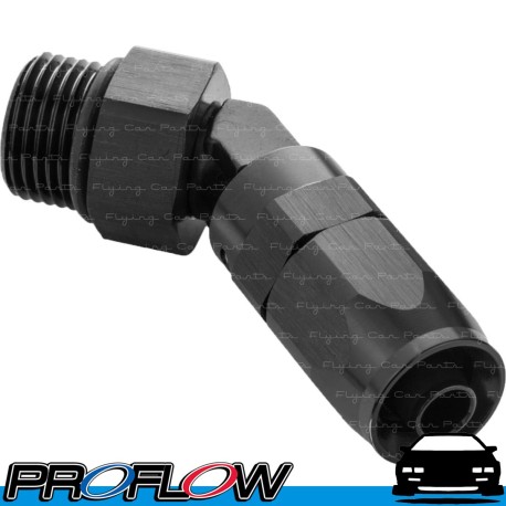 PROFLOW AN -6 (AN6) Hose End to AN -4 (AN4) Male ORB Swivel Black 45 Degree Fitting