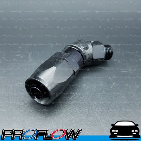 PROFLOW AN -8 (AN8) Hose End to AN -6 (AN6) Male ORB Swivel Black 45 Degree Fitting