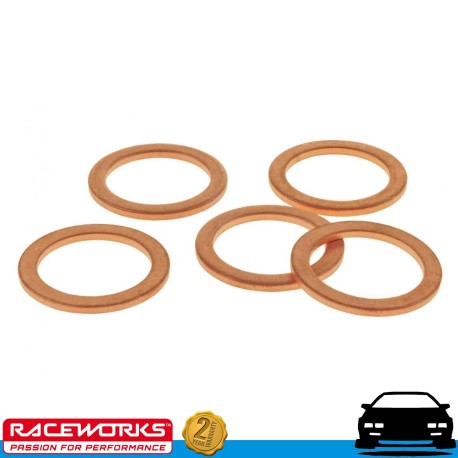 RACEWORKS Copper Washers ID 8mm OD 13.8mm T1.4mm 5 Pack