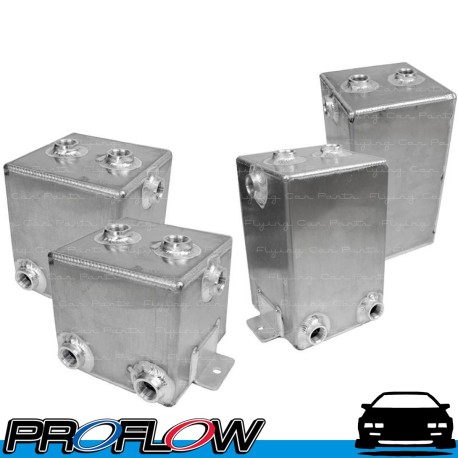 PROFLOW Universal Aluminium Surge Tank 2L 130x130x150mm 6 x AN8 ORB Ports