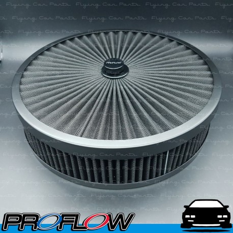 PROFLOW Flow Top Air Filter Cleaner 14" x 3" Washable Reusable Recessed Base Blk